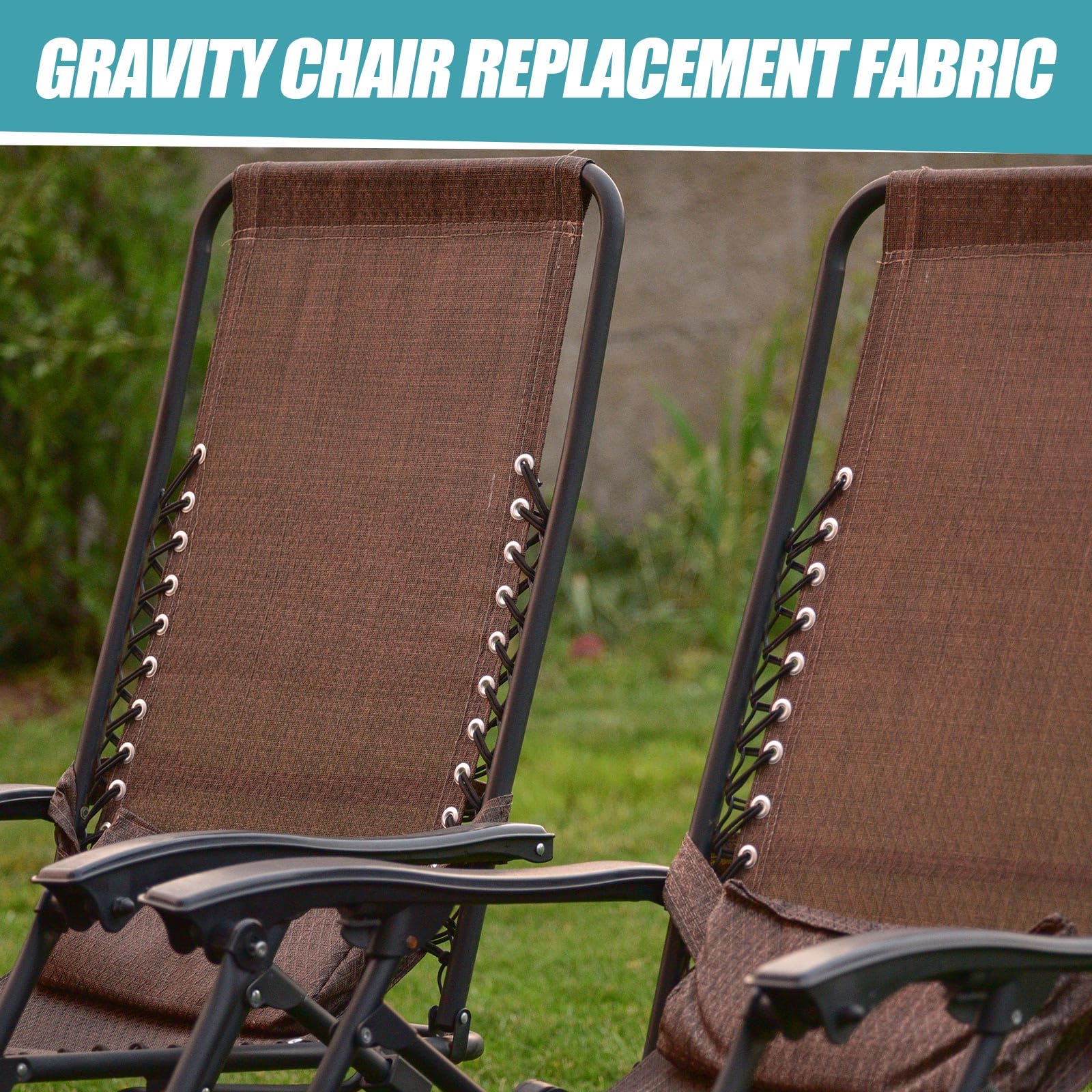 Queekay 2 pezzi Zero Gravity tessuto di ricambio per sedia, 160 cm x 53,3 | Kit di riparazione per sedie da giardino in tessuto a rete, con 8 corde elastiche, per patio, reclinabile, prato, piscina