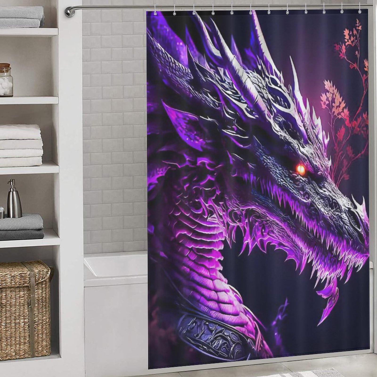 Rideau de douche dragon étanche en tissu lavable 152x183cm