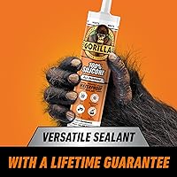 Vista 2 de Gorilla Sellador de silicona impermeable para calafatear y sellar, cartucho de 10 onzas (paquete de 1), sellador de calafateo blanco para cocina