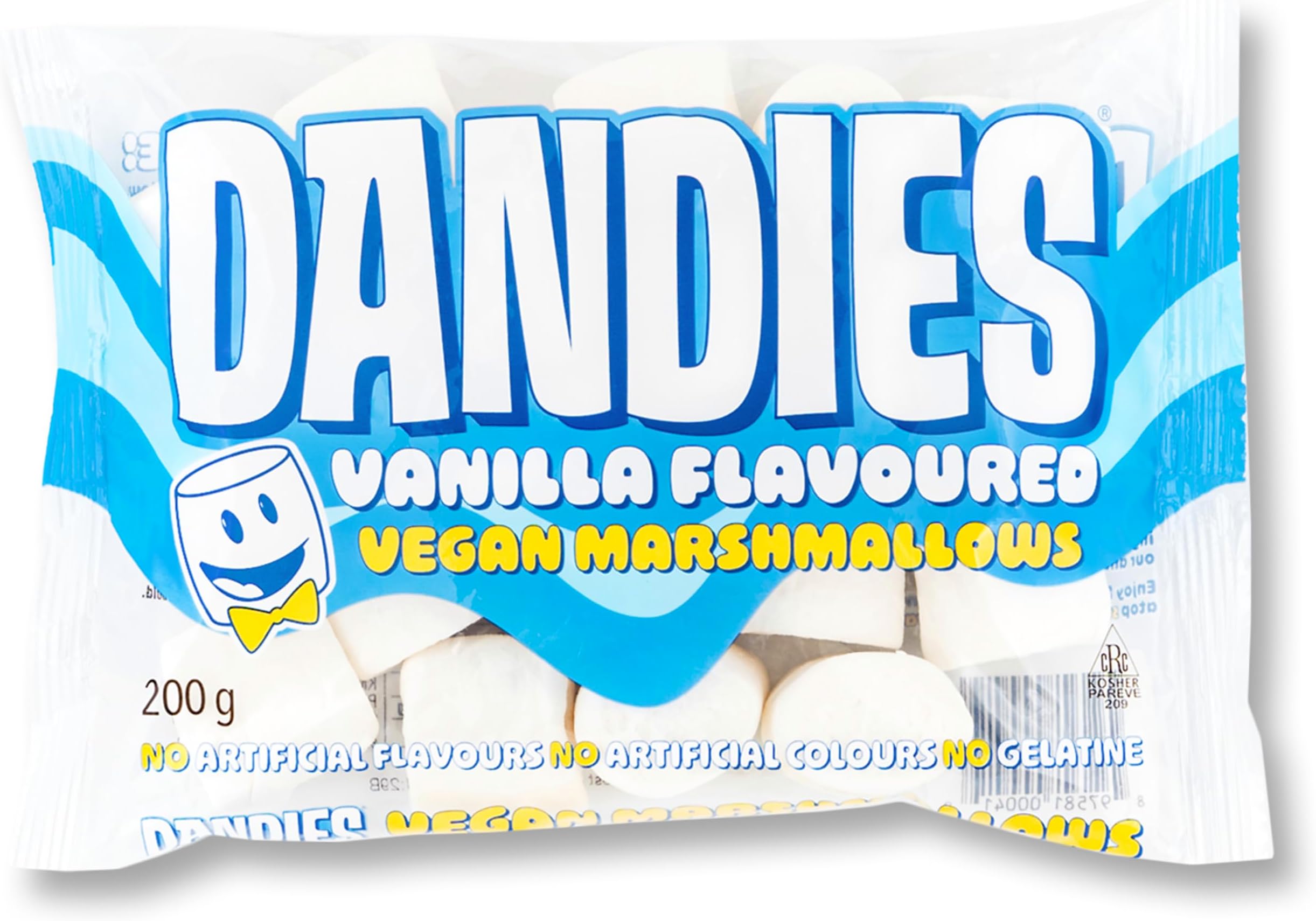 Dandies Vegan Marshmallows Vanilla Flavoured 200g | Gelatine-Free | Gluten-Free | No Artificial Colours or Flavours | Suitable for Baking