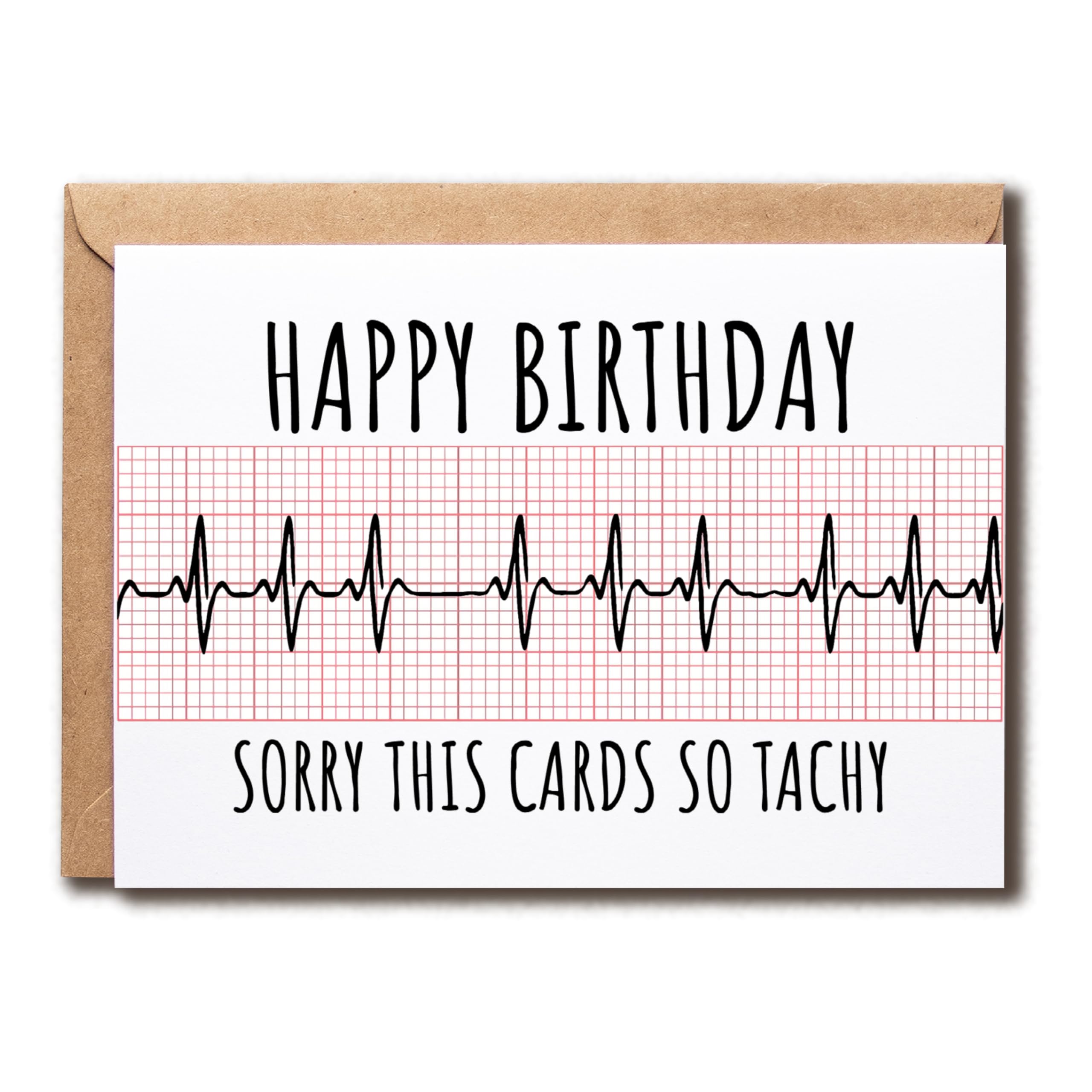 ABNSDesigns Happy Birthday Sorry This Cards So Tachy Card - Ecg Trace - Cardiology - Medical Greeting - Humor Birthday Card