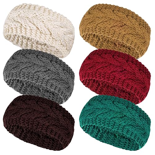 6Pcs Women's Cable Knitted Headbands Ear Warmer Headband for Woman
