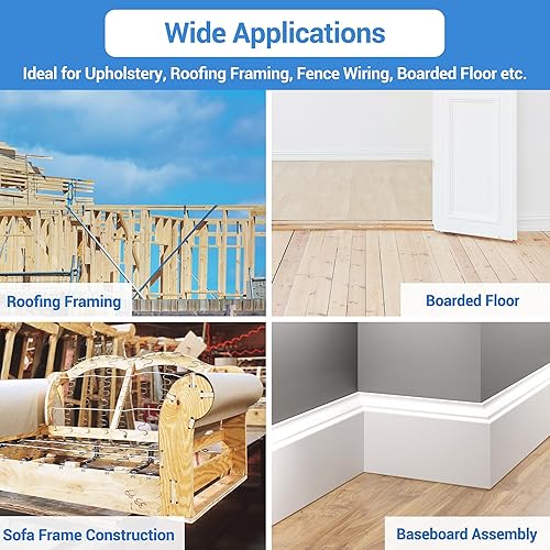 Miniatura 6 de meite Grapas de corona estrecha de calibre 18 de 14 de pulgada, grapas de tapicería galvanizadas resistentes de 78 pulgadas de longitud, para