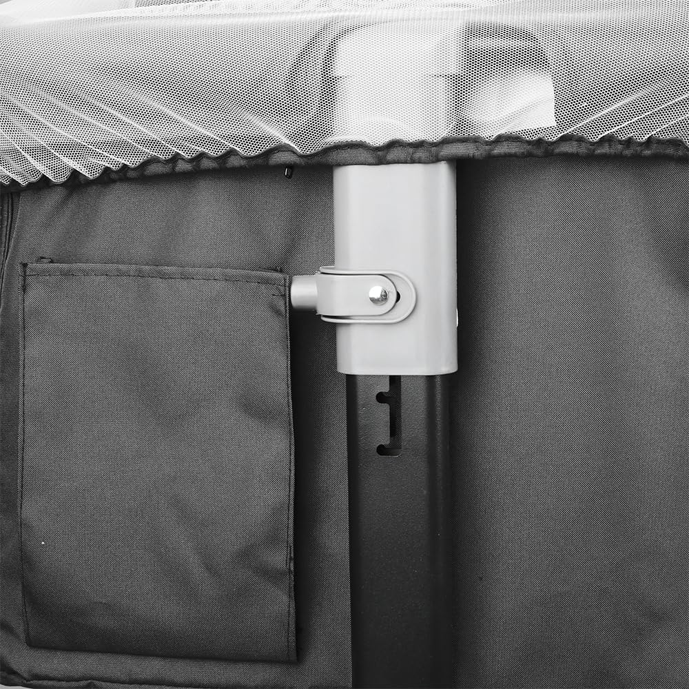 HUOLE 3 in 1 Culla Neonato Fianco Letto, Lettino Neonato Dondolo con Materasso, Culla Co-Sleeping Fino a 25 kg, Altezza Regolabili, Inclinazione di 20°-104 * 52 * 100-110 cm-nero