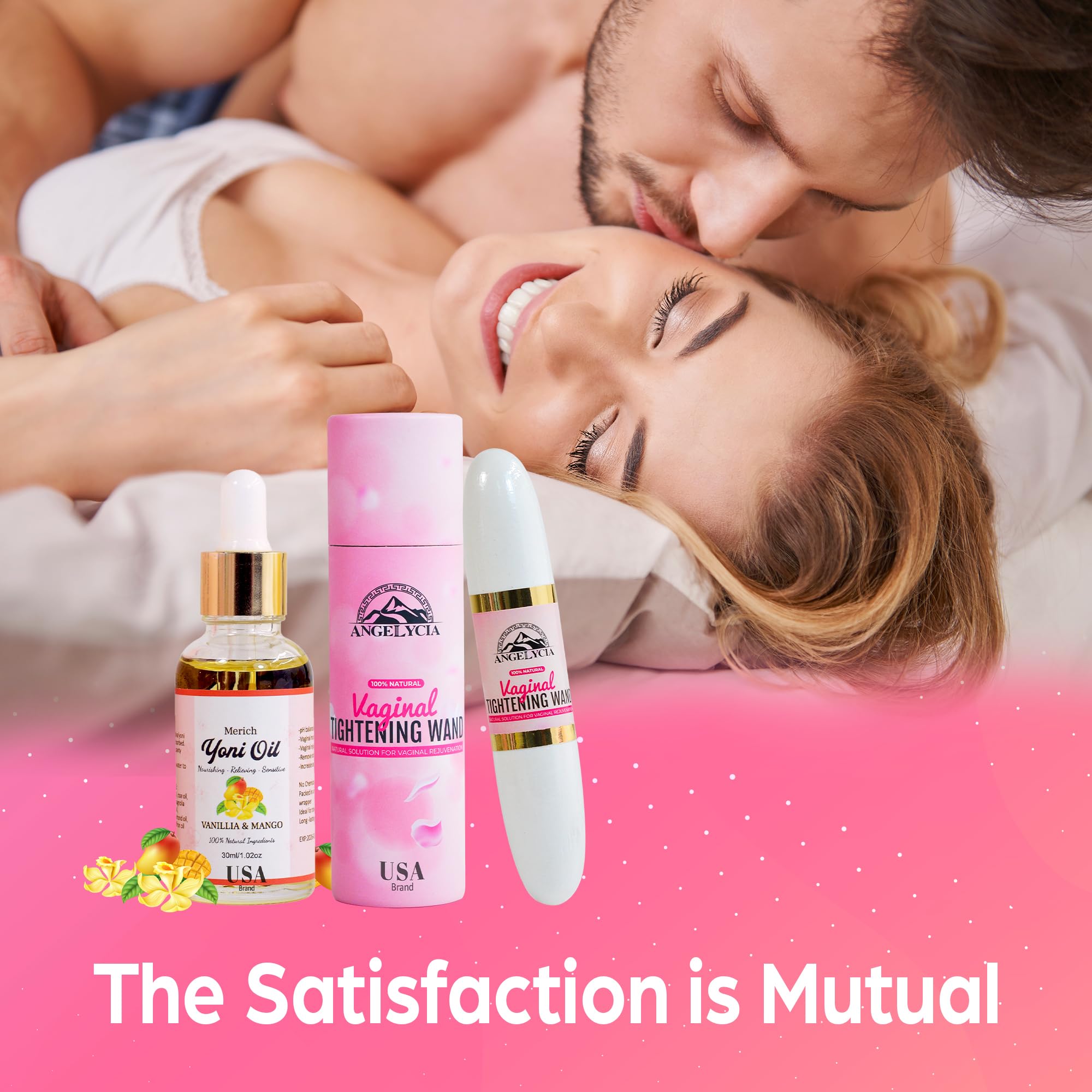 ANGELYCIA Ultimate Feminine Rejuvenation Combo, Virginity Wand and Feminine Yoni Detox Oil Vanilla&Mango, Vaginal Tightening Solution, Restores pH Balance for Women,