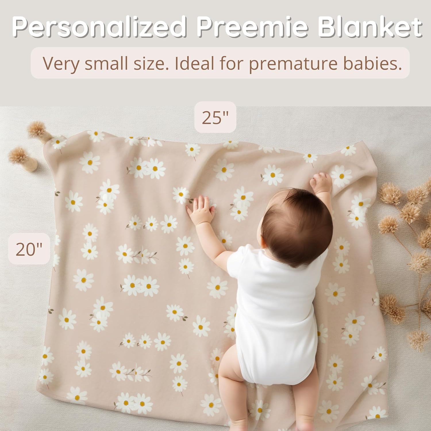 Personalized Preemie Blanket Nicu Baby Essentials Custom Baby Blanket for Premature Newborn - Preemie Gift - NICU Baby Gift - Size 30" x 40"