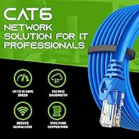 Vista 8 de GEARit Paquete de 100 cables de conexión Cat6 de 1 pie, cable Ethernet Cat 6 sin enganches, flexible y suave, serie premium, color azul