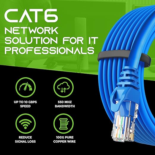 GEARit Pack de 10 Cables de Red Cat6 1.5 Pies 18 Pulgadas Azul miniatura 8