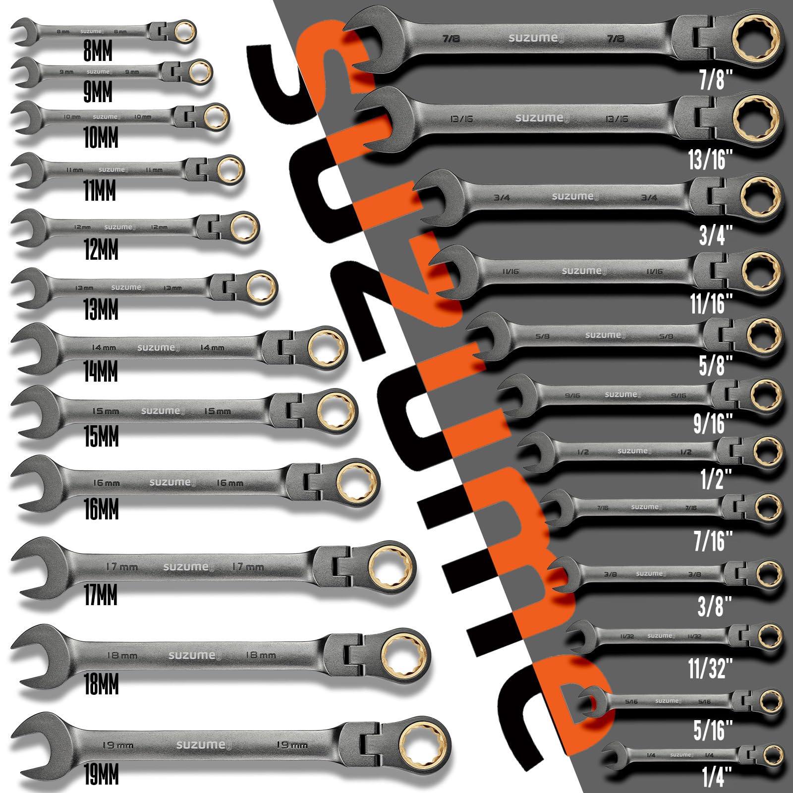 SUZUME 24-Piece Flex Head Ratchet Wrench Set -7