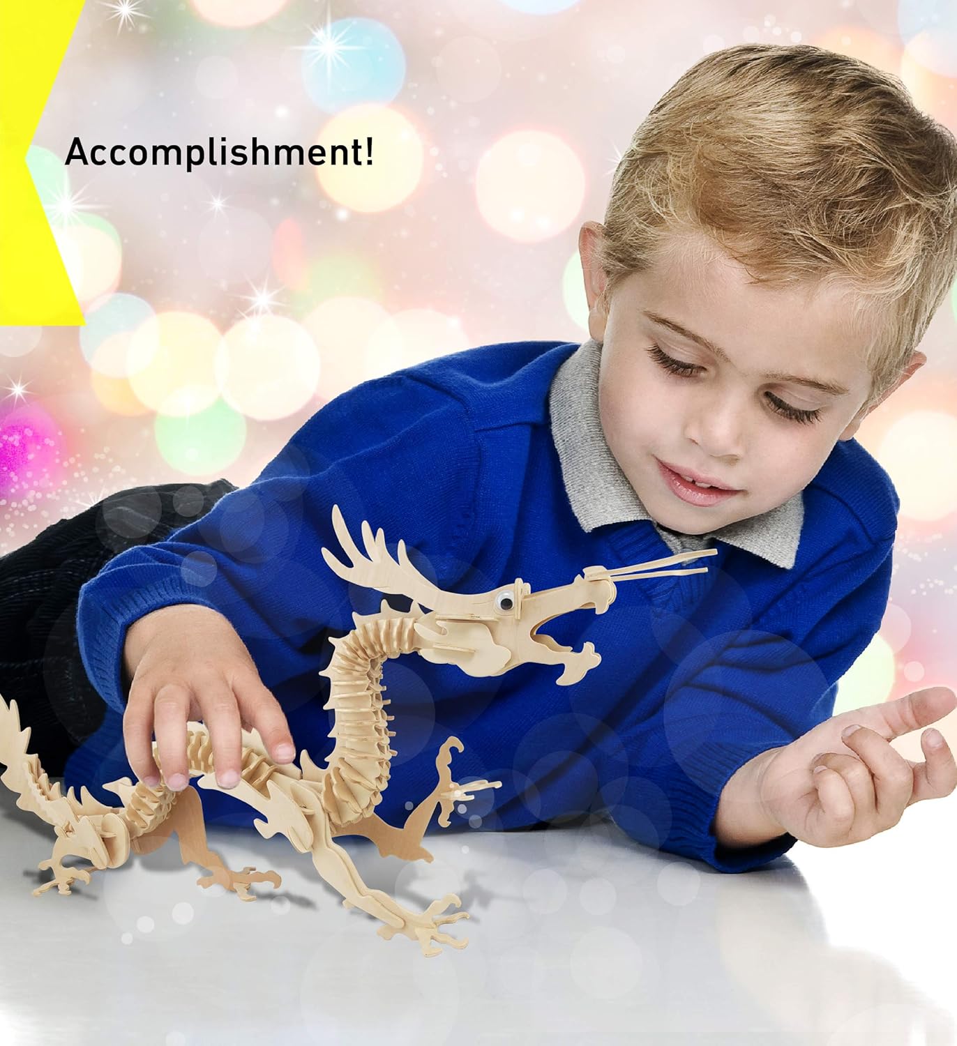 Puzzled 3D Puzzle Dragon Building Kit - Wooden Dragon Puzzle Toy for Kids and Adults, Educational DIY Wood Puzzle Toy Dragon, Dragon Model Kit 3D Animal Puzzle to Build and Paint with 148 Pieces Pack