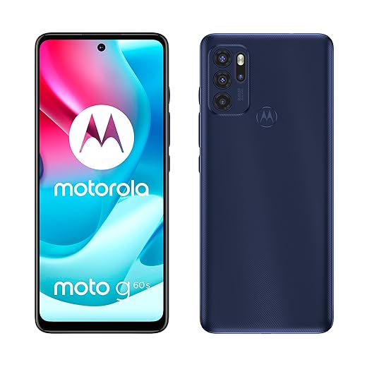 Motorola Moto g60s Smartphone (display FHD+ 6,8", fotocamera 64 MP, 6/128 GB, 5000 mAh, Android 11), blu scuro, con cover protettiva [esclusiva su Amazon]