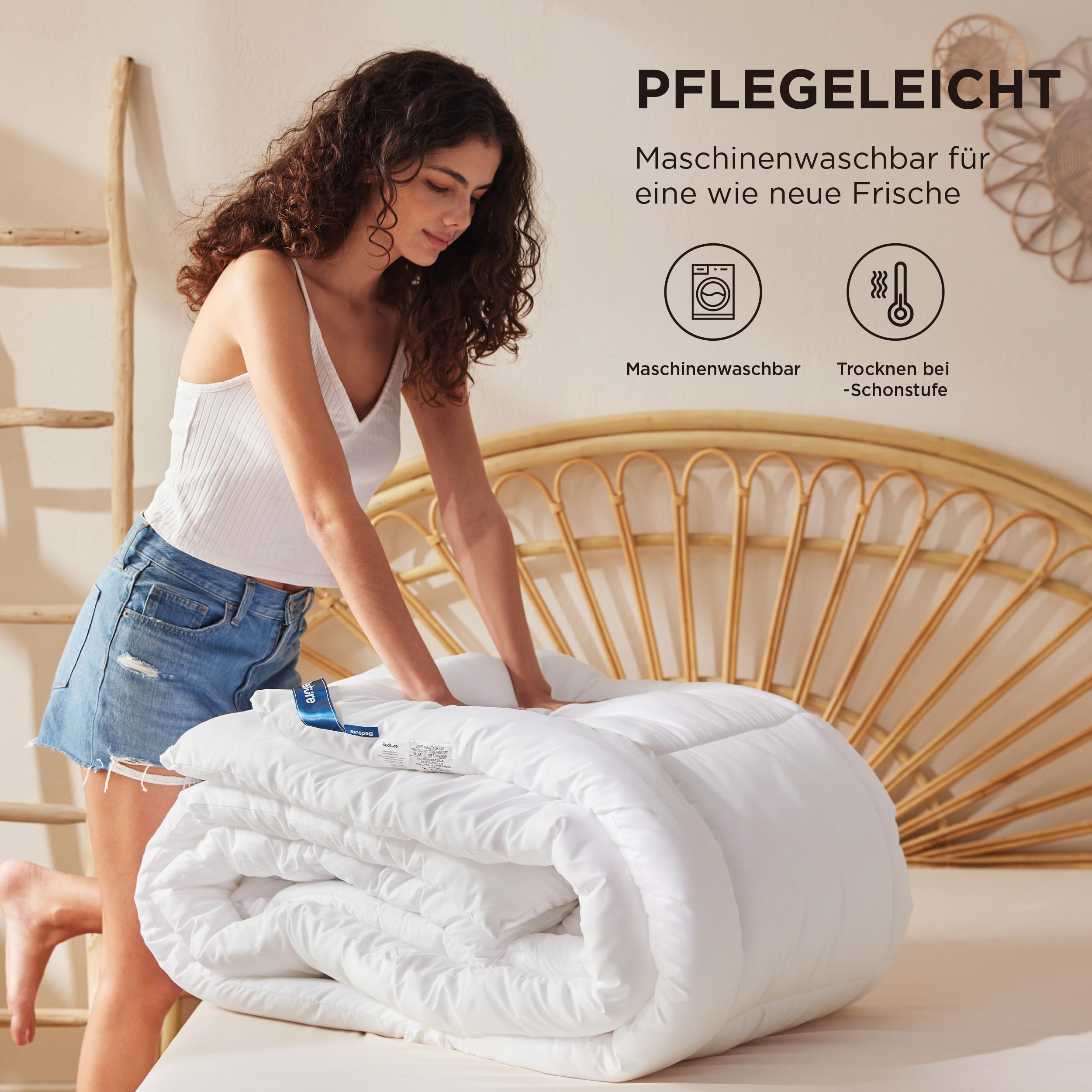 Kołdra całoroczna 200x200 cm 300GSM, certyfikat Oeko-Test, odpowiednia dla alergików, super miękka, oddychająca narzuta na kołdrę