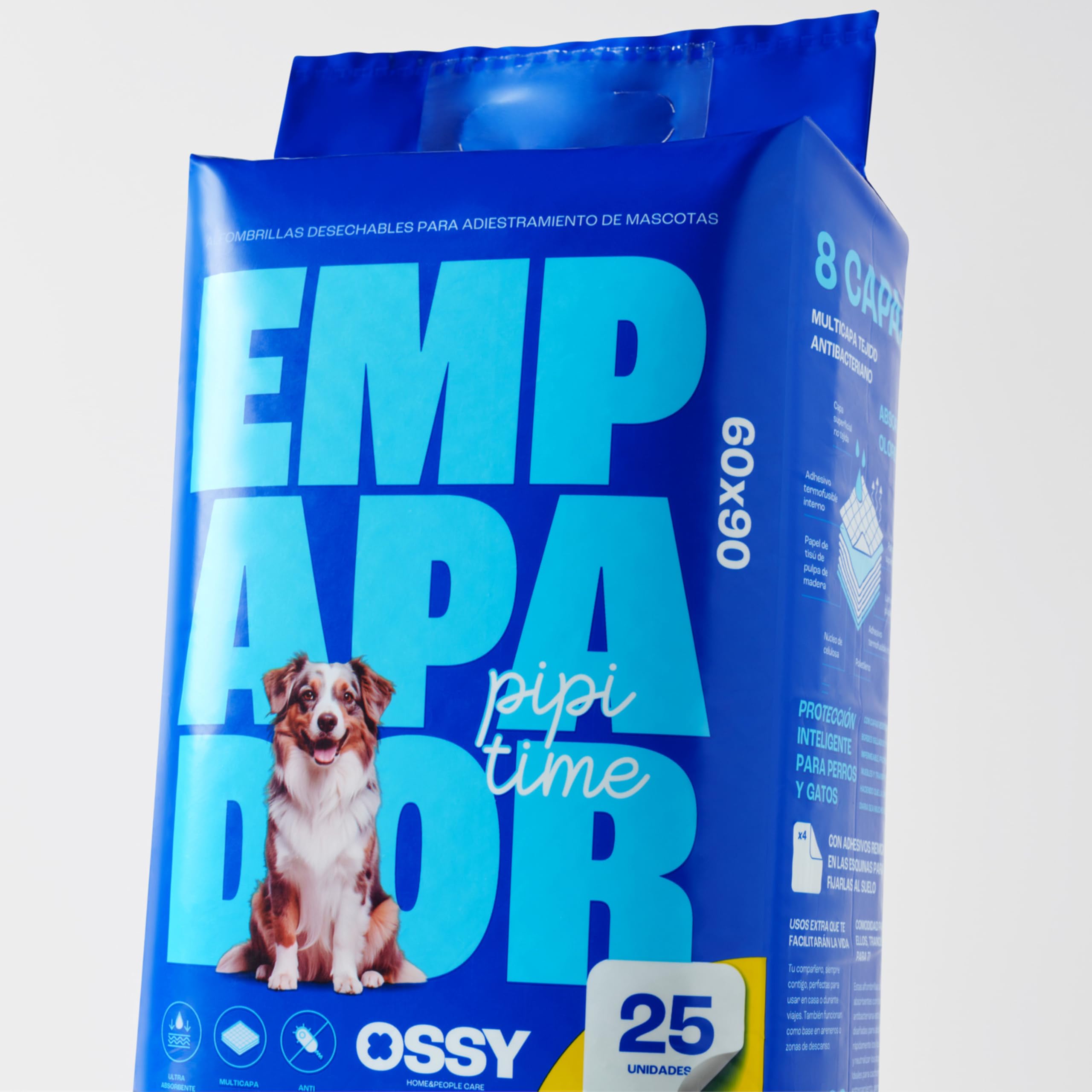 Empapadores Perros Desechables 90x60 cm 100 Unidades Perros Grandes (XL), Super Absorbentes 8 Capas Anti-Fugas, 4 Stiker Antideslizante, Secado Rápido, Almohadillas de adiestramiento, OSSY