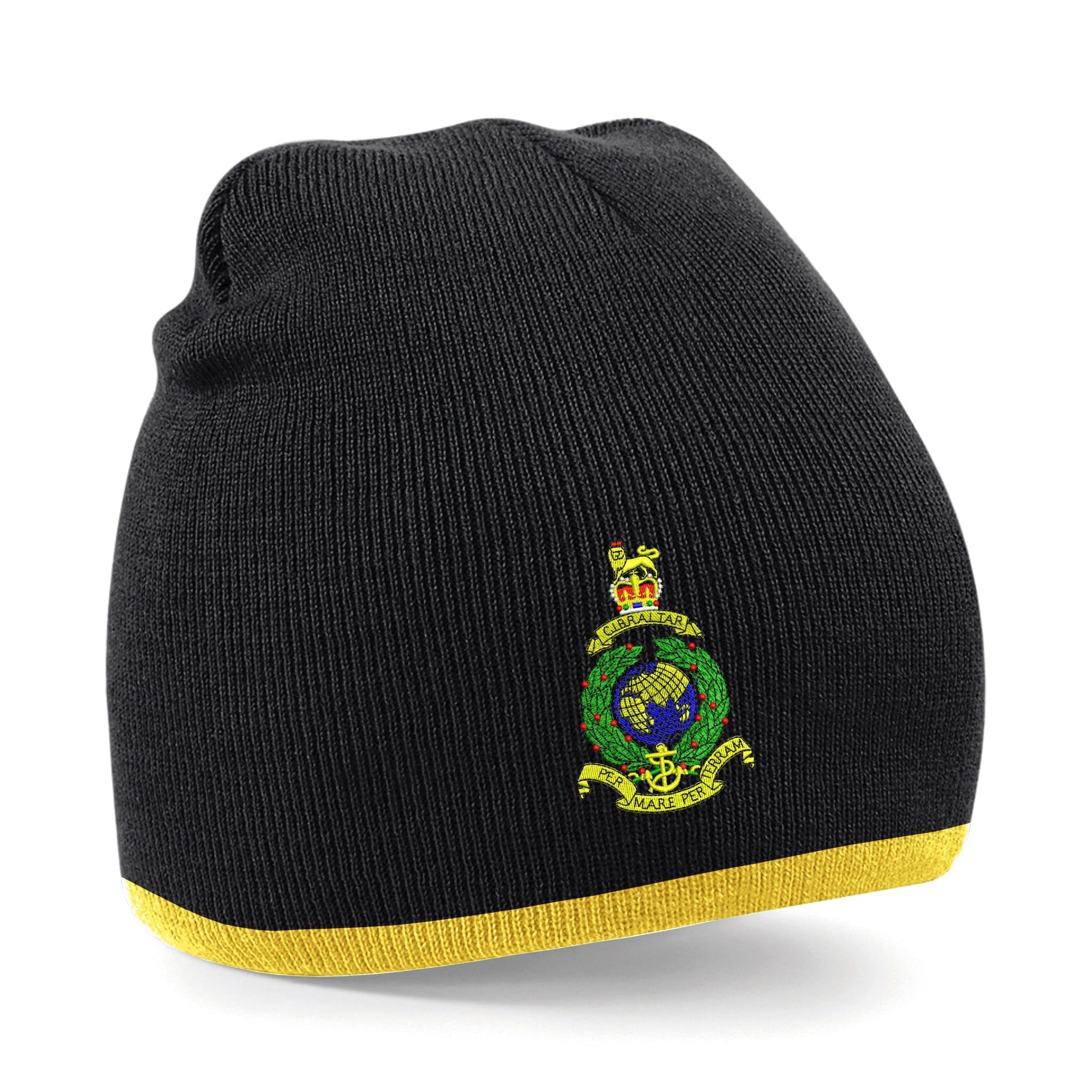 The Military Store Unisex Black/Gold Royal Marines Beanie Hat