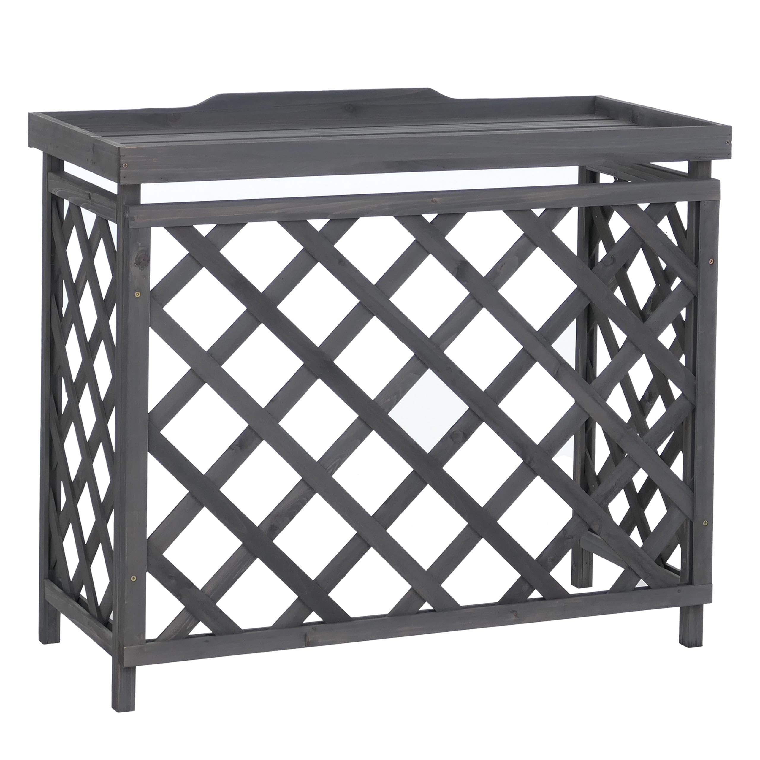 Mendler Copertura per impianto di climatizzatore/Pompa Calore HWC-Q14, Rivestimento in Legno MVG 78x90x45 cm - Antracite Grigio