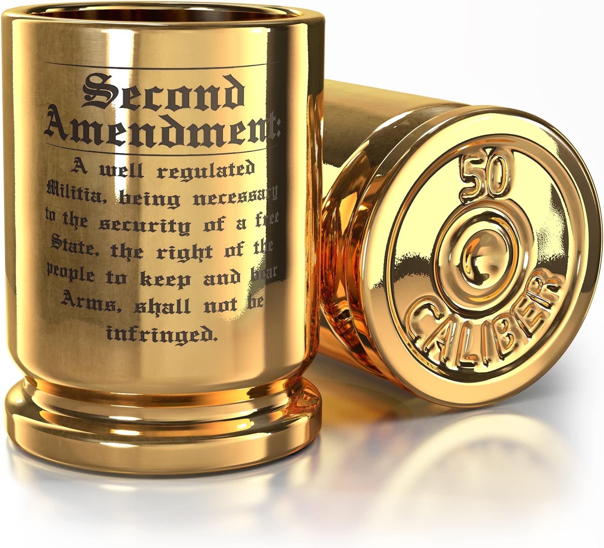 Old Southern Brass2A 50 Cal Ceramic Shot Glasses - Set of 2 - Engraved 2A