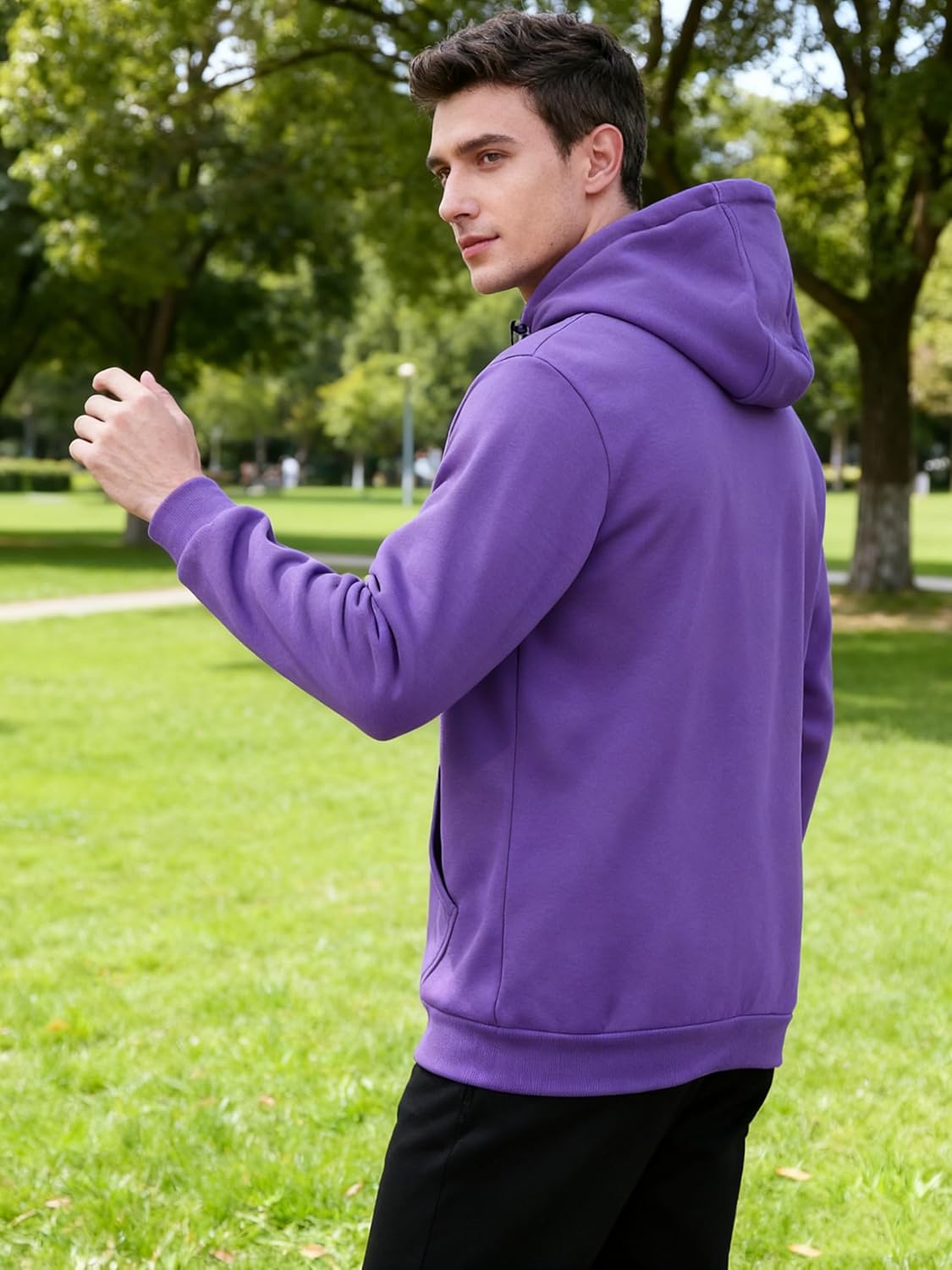 Mens Zip up Hoodie Full Zip Fleece Lined Pullover Hooded Sweatshirt Long Sleeve Sports Hooded Jacket with Pocket - Image 3