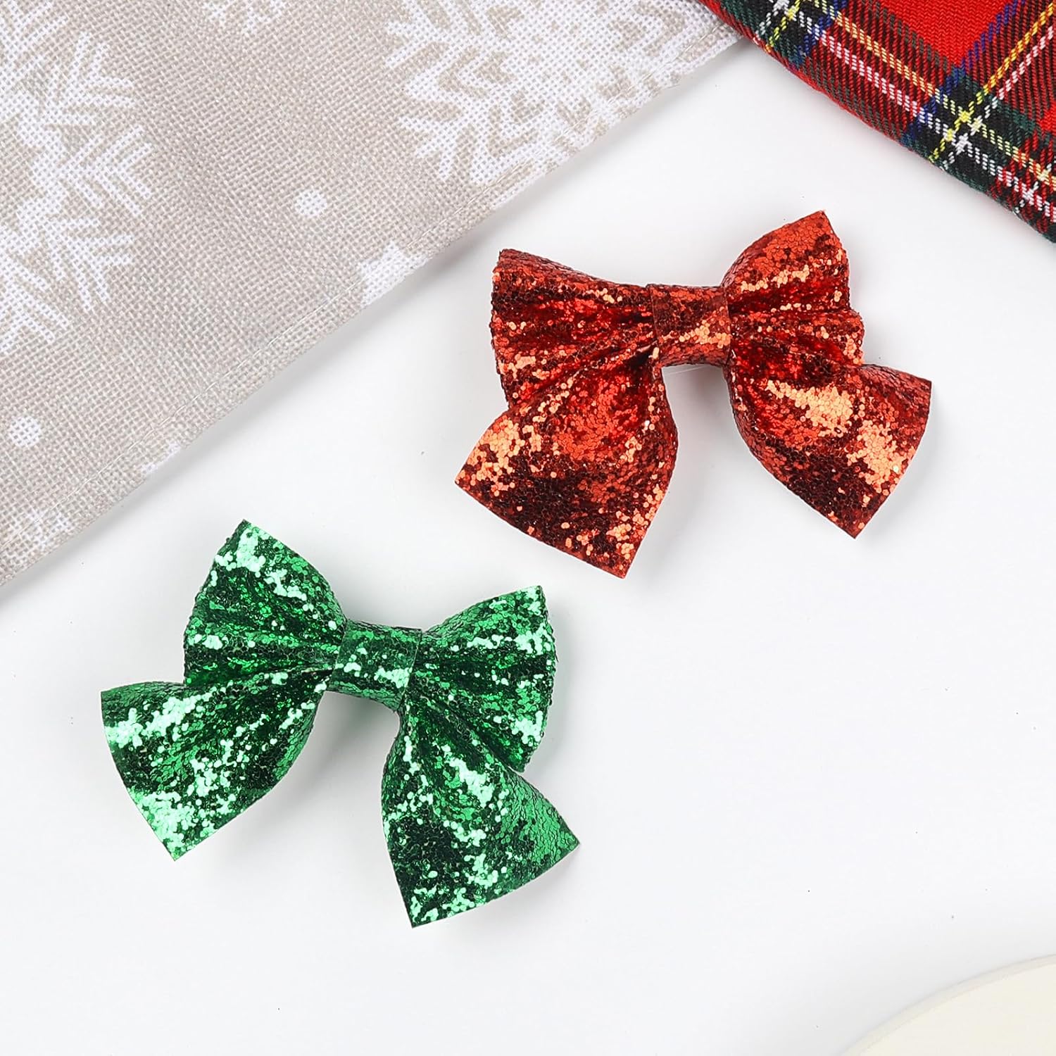 Totelux Christmas Bow Hair Clips Glitter Hair Bows Alligator Clips Hairpin Sequins Bowknot Hair Barrettes for Women Girls Christmas Hair Accessories Red Green - Image 7