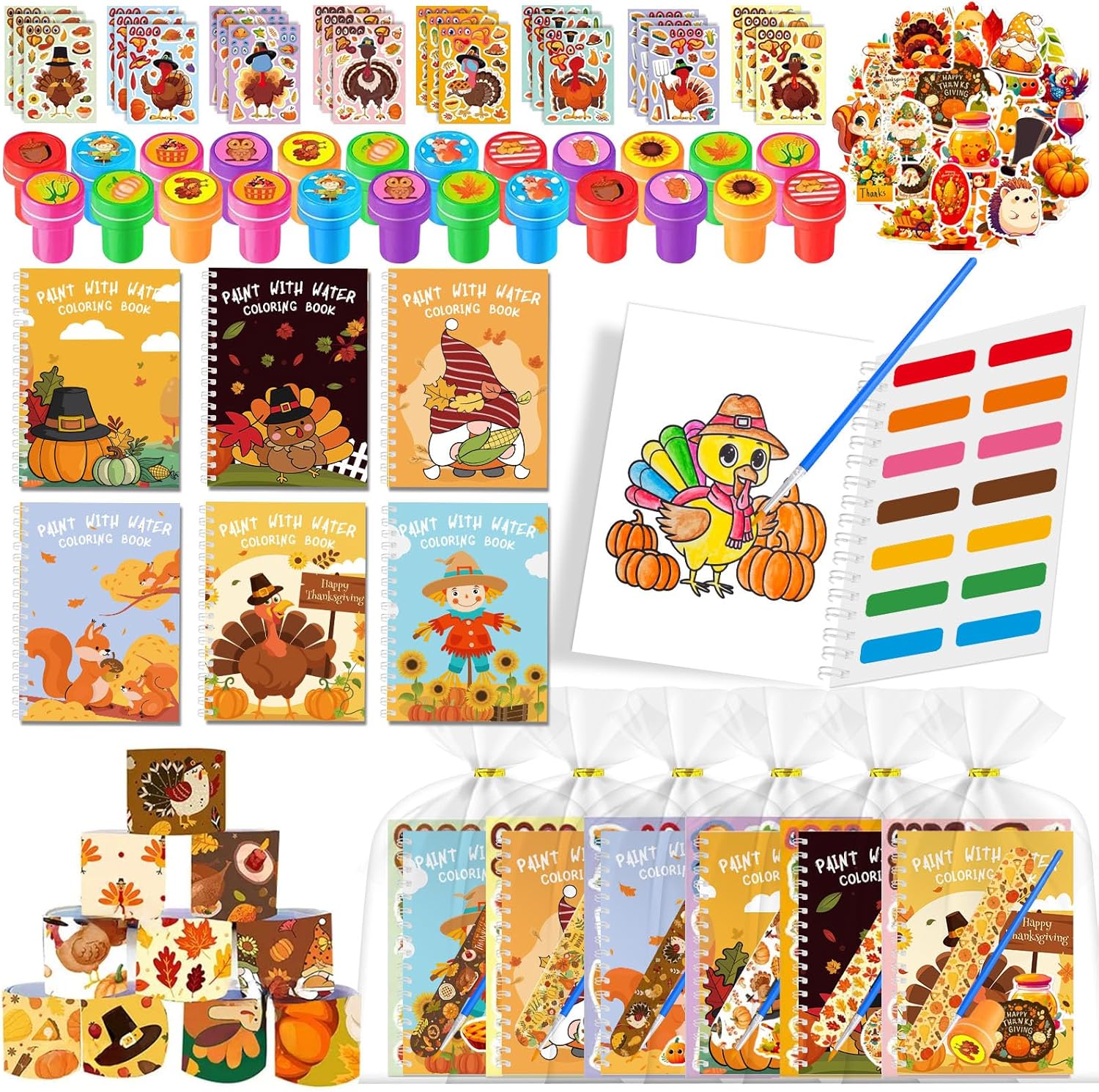 168PCS Thanksgiving Party Favors for Kids,24Pack Thanksgiving Toys Bulk Fall Festival Prizes Classroom Thanksgiving Goodie Bag Stuffers Thanksgiving Gifts for Boys Girls Party Supplies