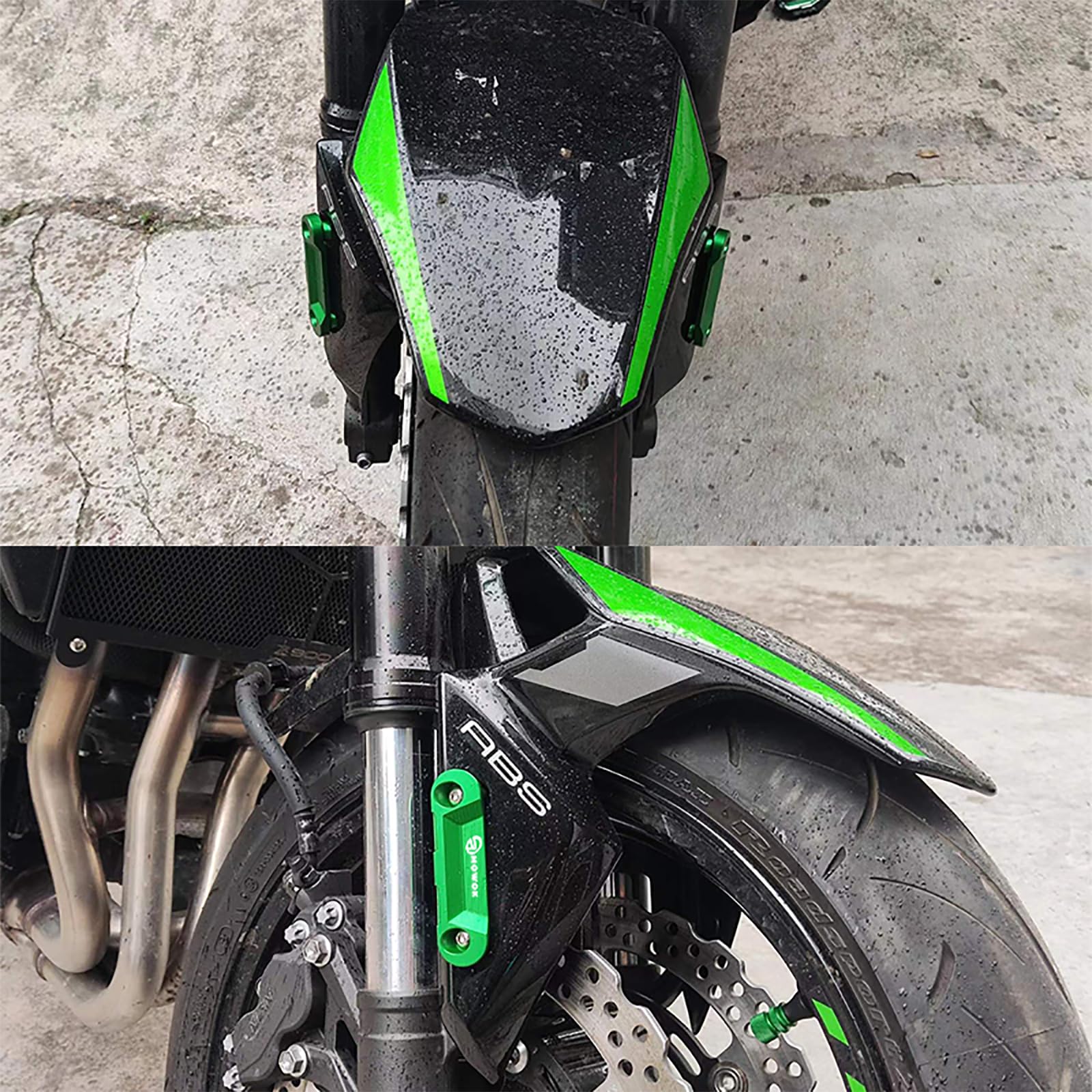 MOWOK Assale Anteriore Piastra Coper ABS Copertura Decorativa per kawasaki Z900 2025 Z 900 2017-2023 2024 Z900RS Z900 RS SE Moto Accessori in CNC Alluminio (Verde)