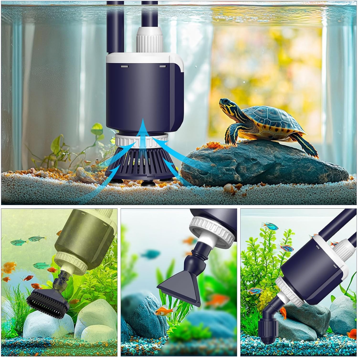 AQQA Fish Tank Cleaner, DC 2300L/h Adjustable Water Flow Electric Gravel Cleaner Fish Tank - Image 4