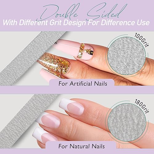 Miniatura 4 de Limas de uñas de cebra desechables profesionales de grano 100180 de 5 pulgadas de doble cara, herramientas de manicura y pedicura, 100 unidades