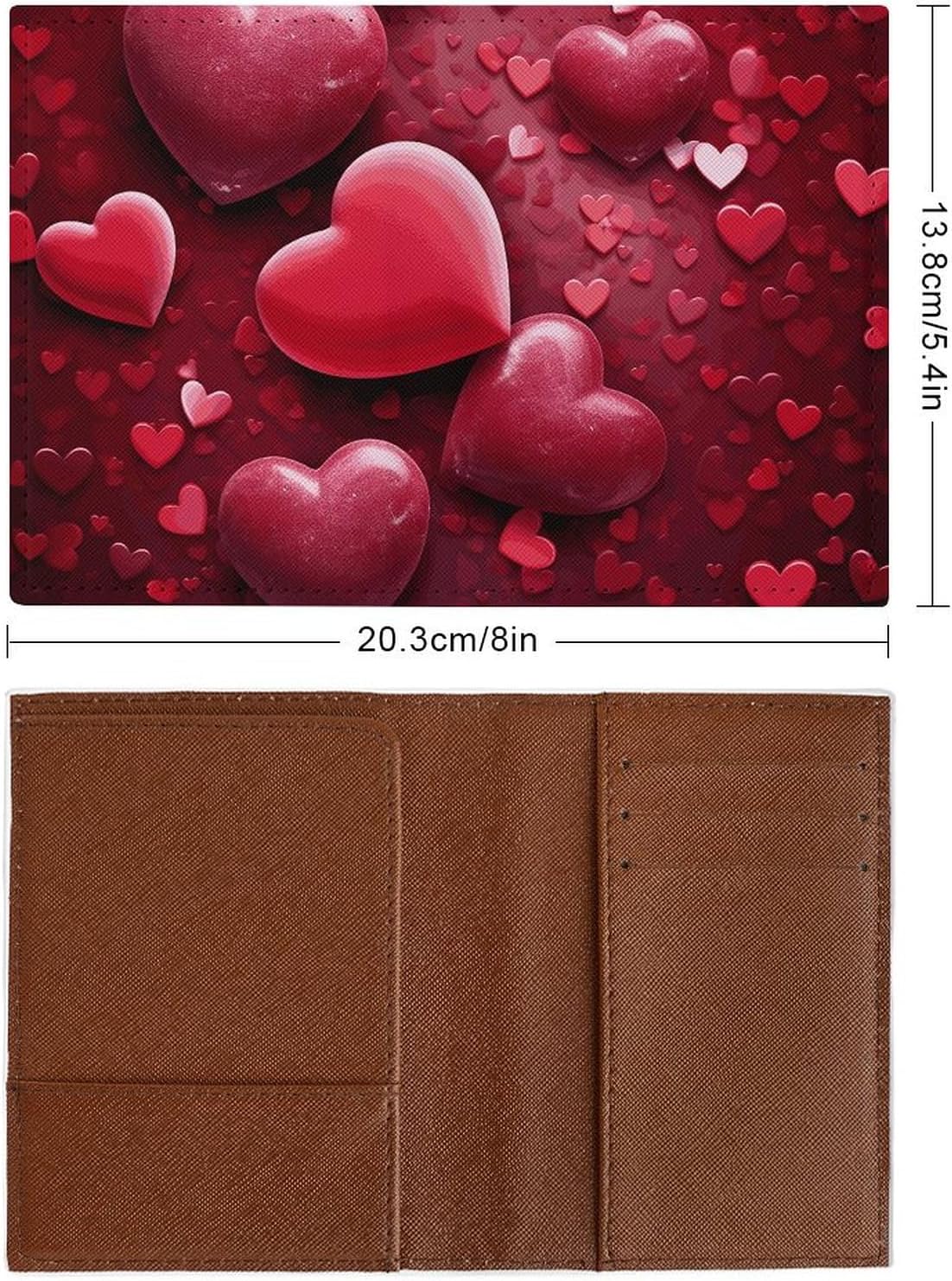 Passport Holder Travel Wallet Passport Cover Valentines Love Hearts Printed Leather Passport Holder Covers Case for Travel, Documents, Travel Gifts