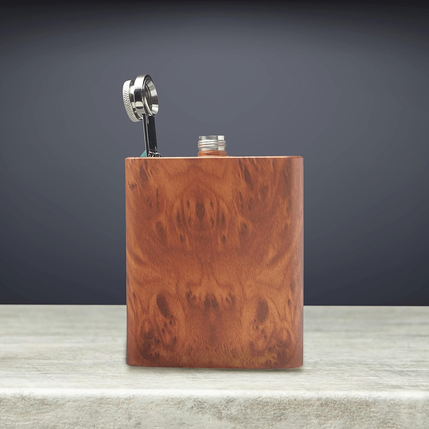  | Murano Stainless Steel Hip Flasks 6 oz. Set of 10, Bulk Pack - Screw on Cap, Great for Wedding Party Gifts, Groomsmen Gifts, Outdoor Activities - Wood: Flasks