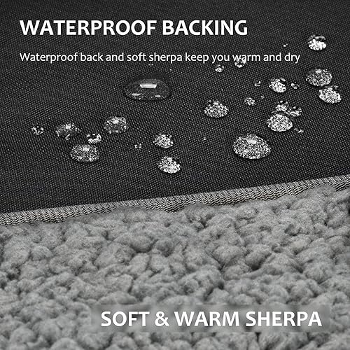 Miniatura 2 de Tirrinia Manta impermeable para exteriores, 51 x 59 pulgadas, tapete de vellón Sherpa para estadio, resistente al viento, para barco, viajes,