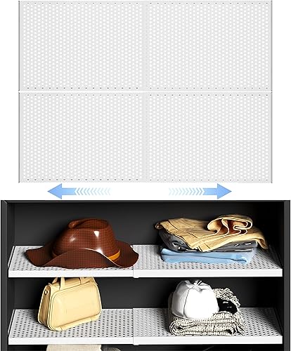 Paquete de 2 estantes de armario expandibles, estante organizador de almacenamiento de metal ajustable, organizador de almacenamiento ajustable para