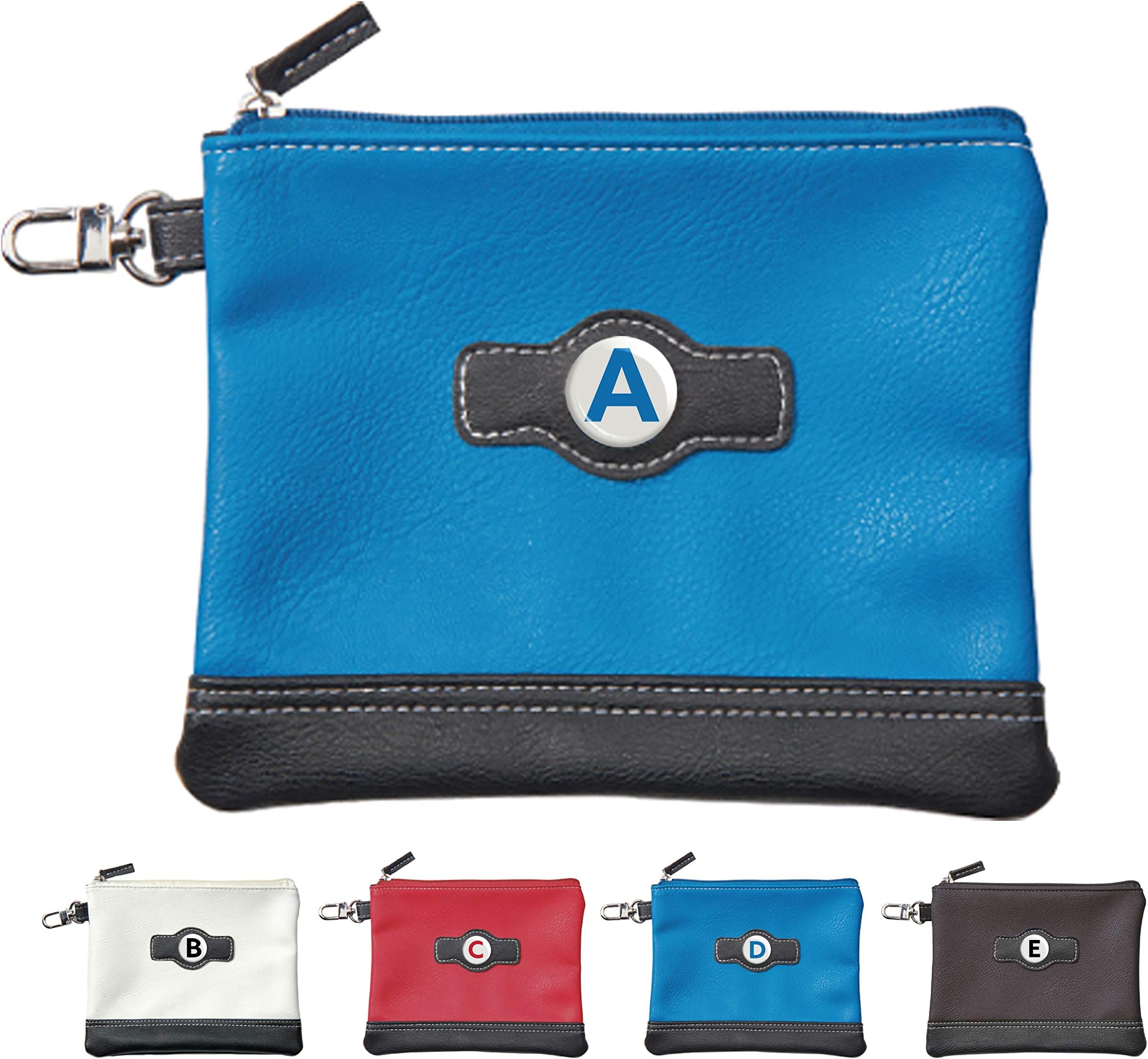 Classic Zipper Golf Pouch - A to Z Personalized Letter Logo (Blue A)
