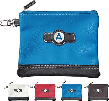 Classic Zipper Golf Pouch - A to Z Personalized Letter Logo Blue A