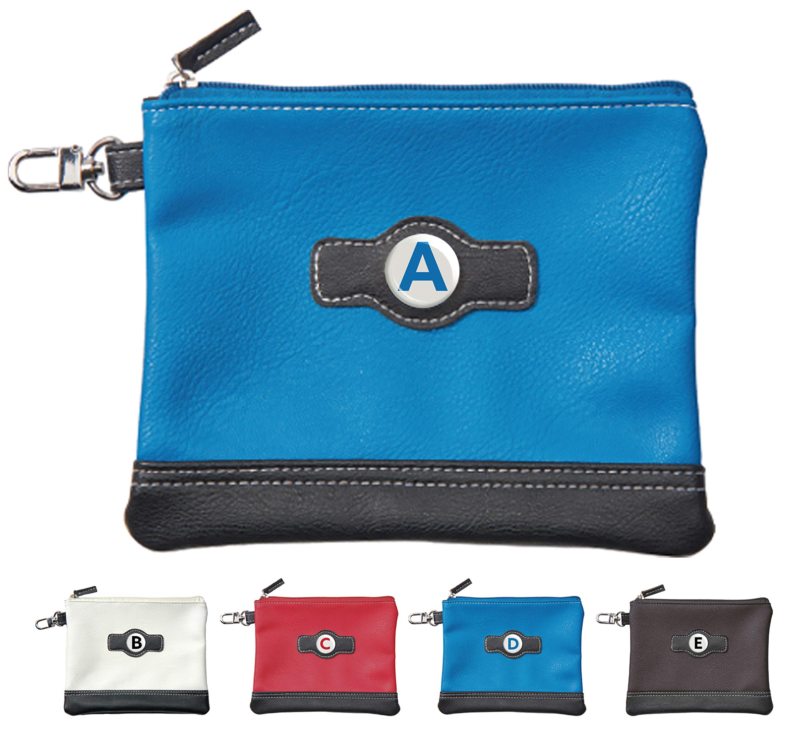 Clip Wipes Classic Zipper Golf Pouch - A to Z Personalized Letter Logo (Blue A)