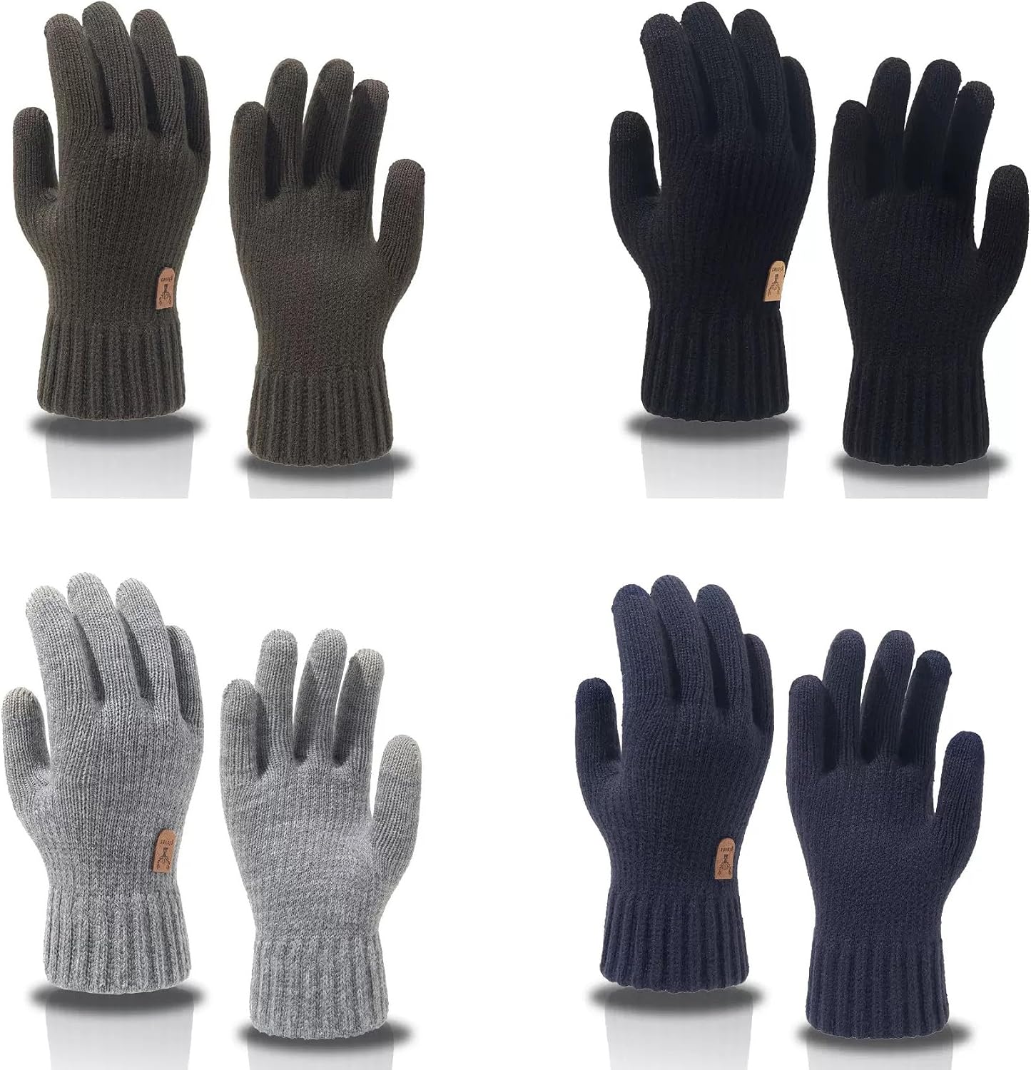 Winter Gloves With Fleece Lined - 4 Pairs Touchscreen Knitted Gloves & Hand Warmers For Men Women
