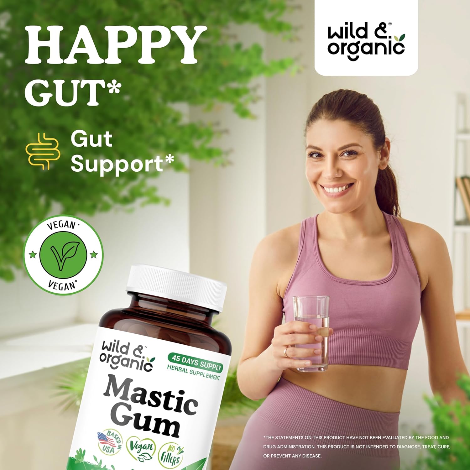 Wild & Organic Mastic Gum Capsules - 1000 mg Mastic Gum Supplement for Gut Support - 45 Days of Supply - 90 Vegan Resin Capsules - No Fillers, Non-GMO, Gluten-Free - Image 2