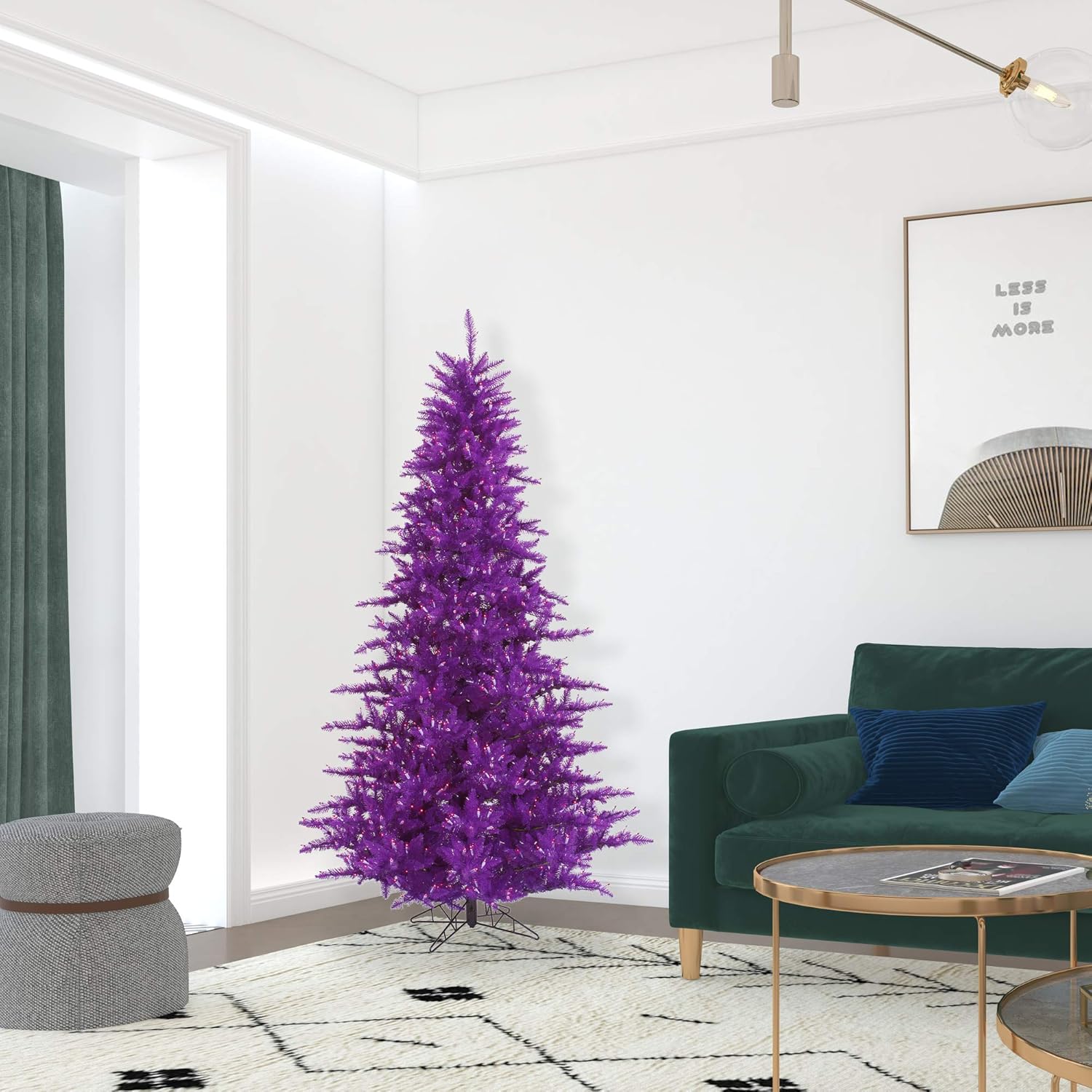 Vickerman 6.5' Purple Fir Artificial Christmas Tree, Purple Dura-lit LED Lights - Faux Fir Christmas Tree - Seasonal Indoor Home Decor