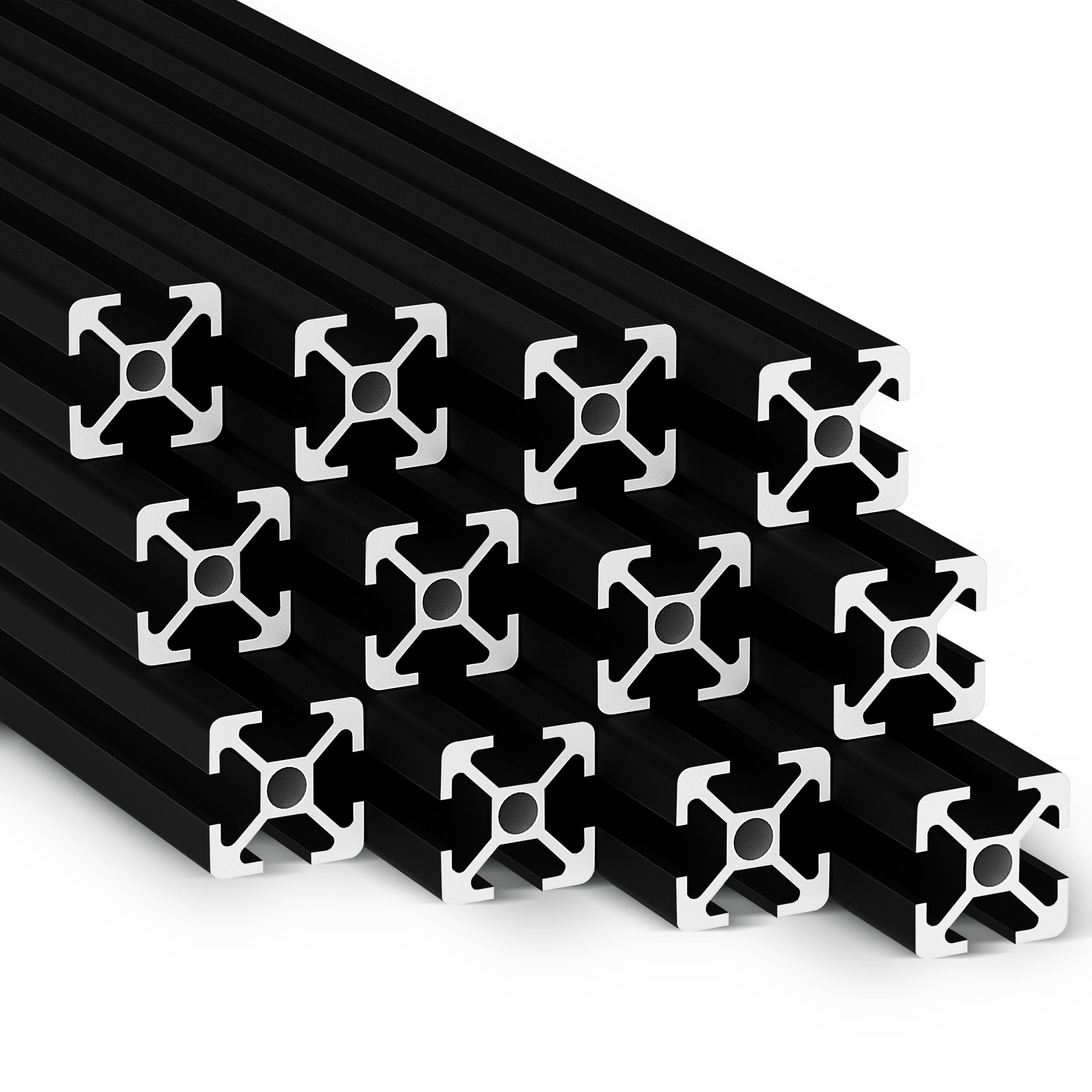 KLAK 20 - Aluprofil 12 Stück 20x20mm 2m Konstruktionsprofil Nut 6 schwarz