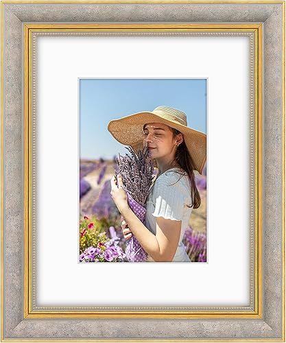 Golden State Art, Marco de fotos adornado de 8 x 10 pulgadas para fotos de 5 x 7 pulgadas con paspartú o impresiones de 8 x 10 pulgadas sin