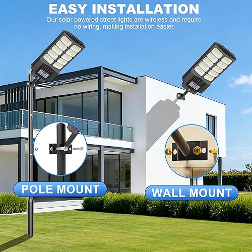 Miniatura 7 de Luces solares de calle de 6500 W impermeables para exteriores, luz solar comercial al aire libre, 120 luces LED solares de alto brillo, luces