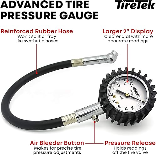 Miniatura 2 de TireTek calibrador para presión de neumáticos de alta resistencia de 100 PSI el mejor para autos y motocicletas