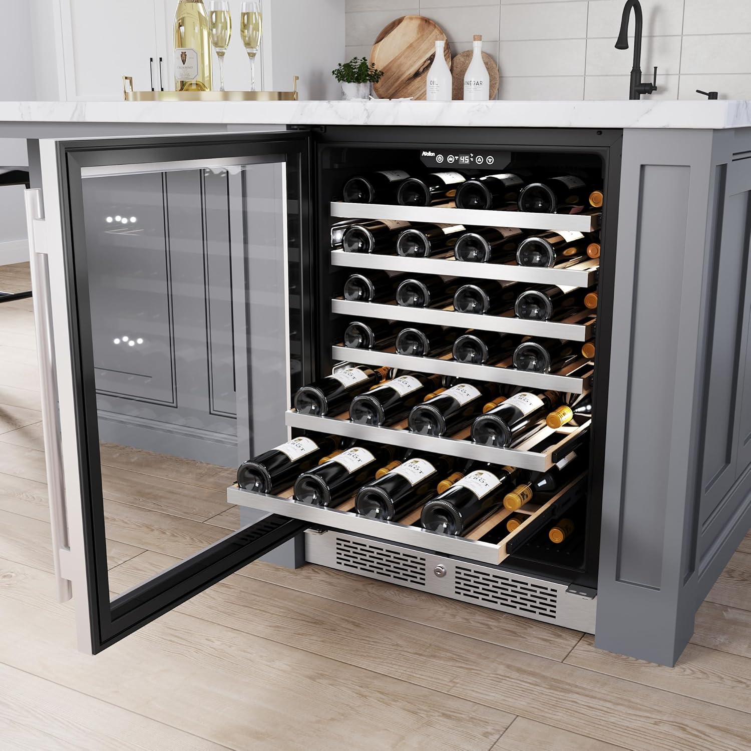 Avallon AWC242SZLH 24 Inch Wide 53 Bottle Capacity Single Zone Wine Cooler with Left Swing Door
