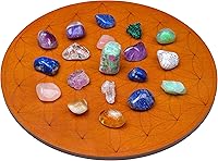 Vista 1 de Curawood Tablero de rejilla de cristal para piedras, tablero de geometría sagrada de flor de la vida de 10 pulgadas de diámetro, amplifica el poder