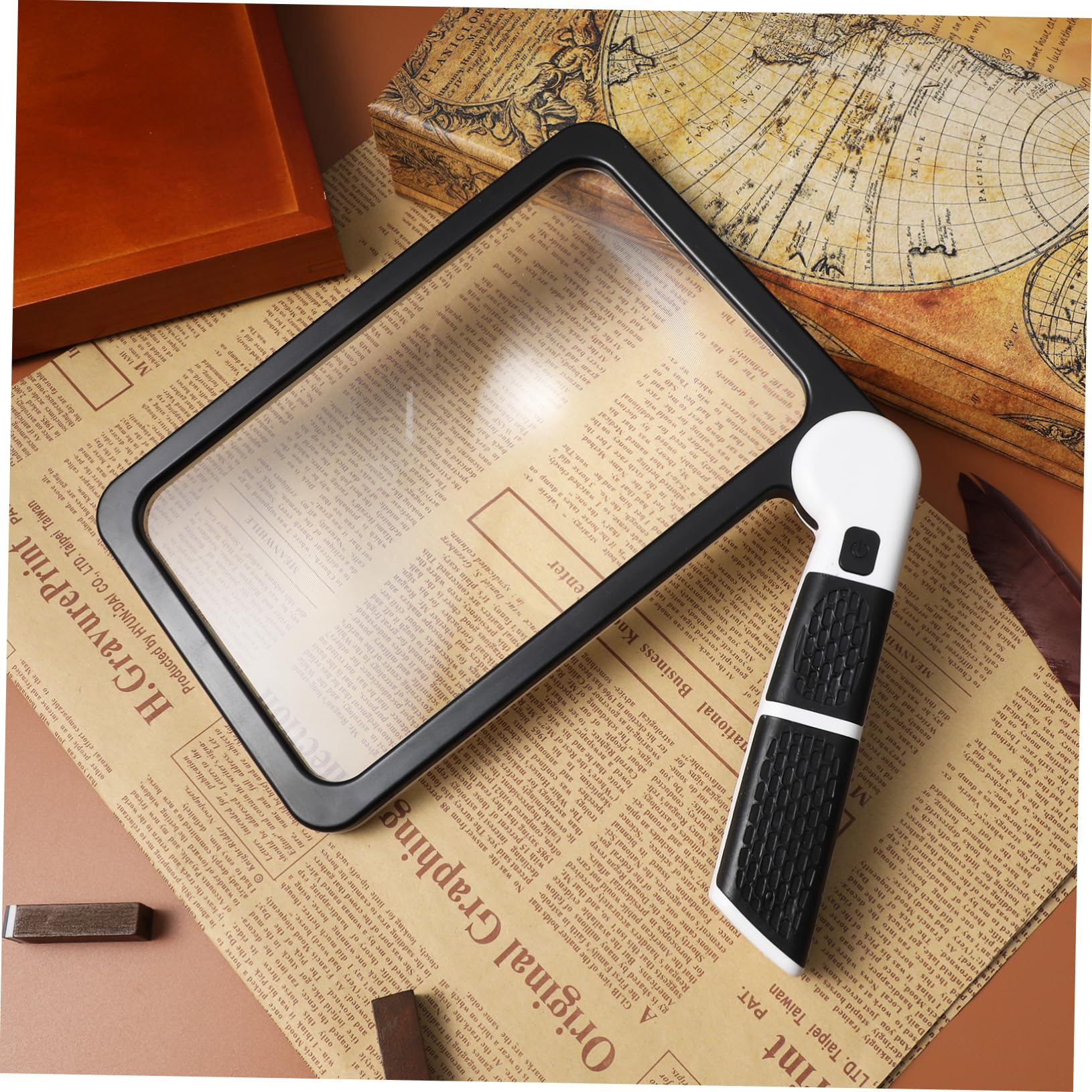 Loupe de Lecture Portable 5X à Lumière, Grand Format, Noir