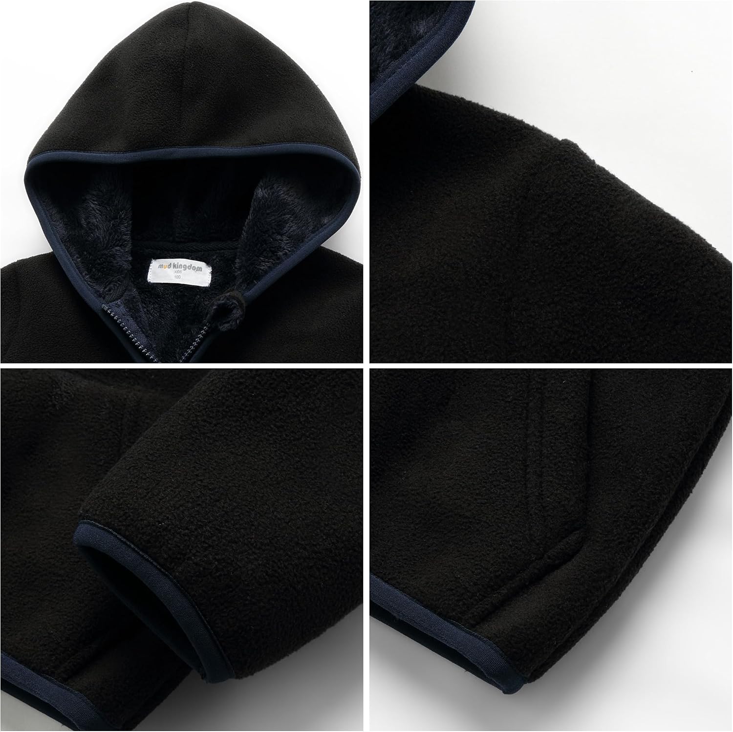 Mud Kingdom Boys Girls Polar Fleece Jacket with Hood Winter Thick Warm Outerwear Funny Cartoon