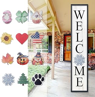Interchangeable Welcome Sign for Front Porch Door, Outdoor Leaner Home W...