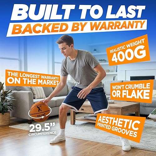 Miniatura 5 de Baloncesto silencioso tamaño oficial 7 (29.5 pulgadas) 95% de rebote mejorado, baloncesto interior ultra silencioso con agarre y ranuras de tacto