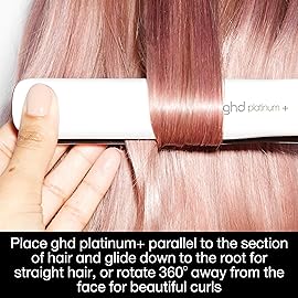 ghd Platinum+ Styler  1 Flat Iron Hair Straightener, Professional Ceramic Hair Styling Tool for Stronger Hair, More Shine, & More Color Protection - White