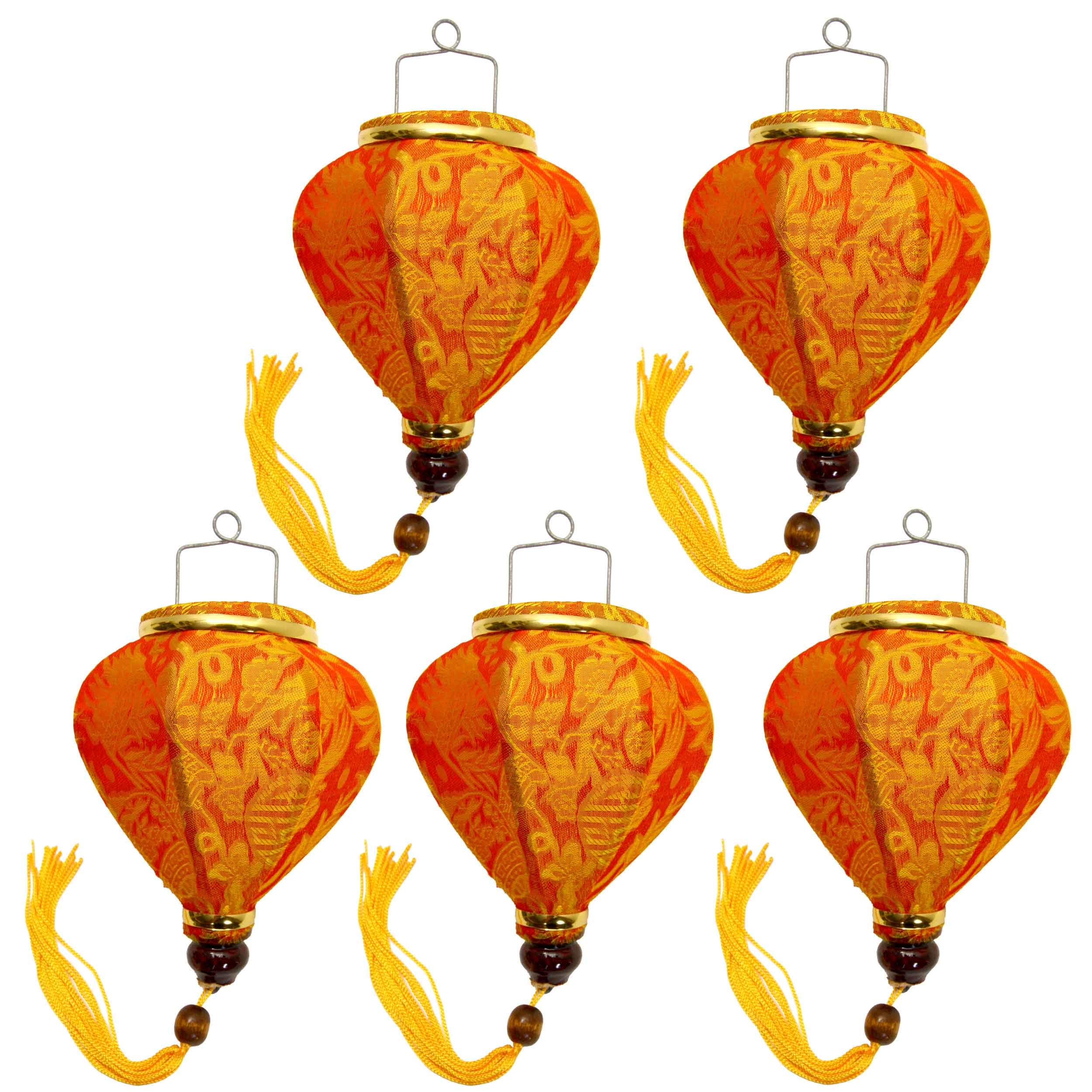 Lanternes en soie orange du Vietnam en bambou et bois, lampion de Hoi An d'artisanat traditionnel