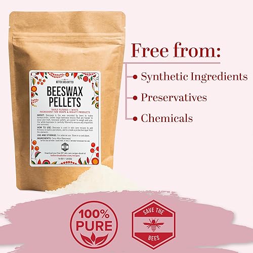 Miniatura 2 de Better Shea Butter - Cera de abejas para hacer velas pastillas de cera de grado alimenticio para ungüentos bálsamo labial y loción  Pellets blancos