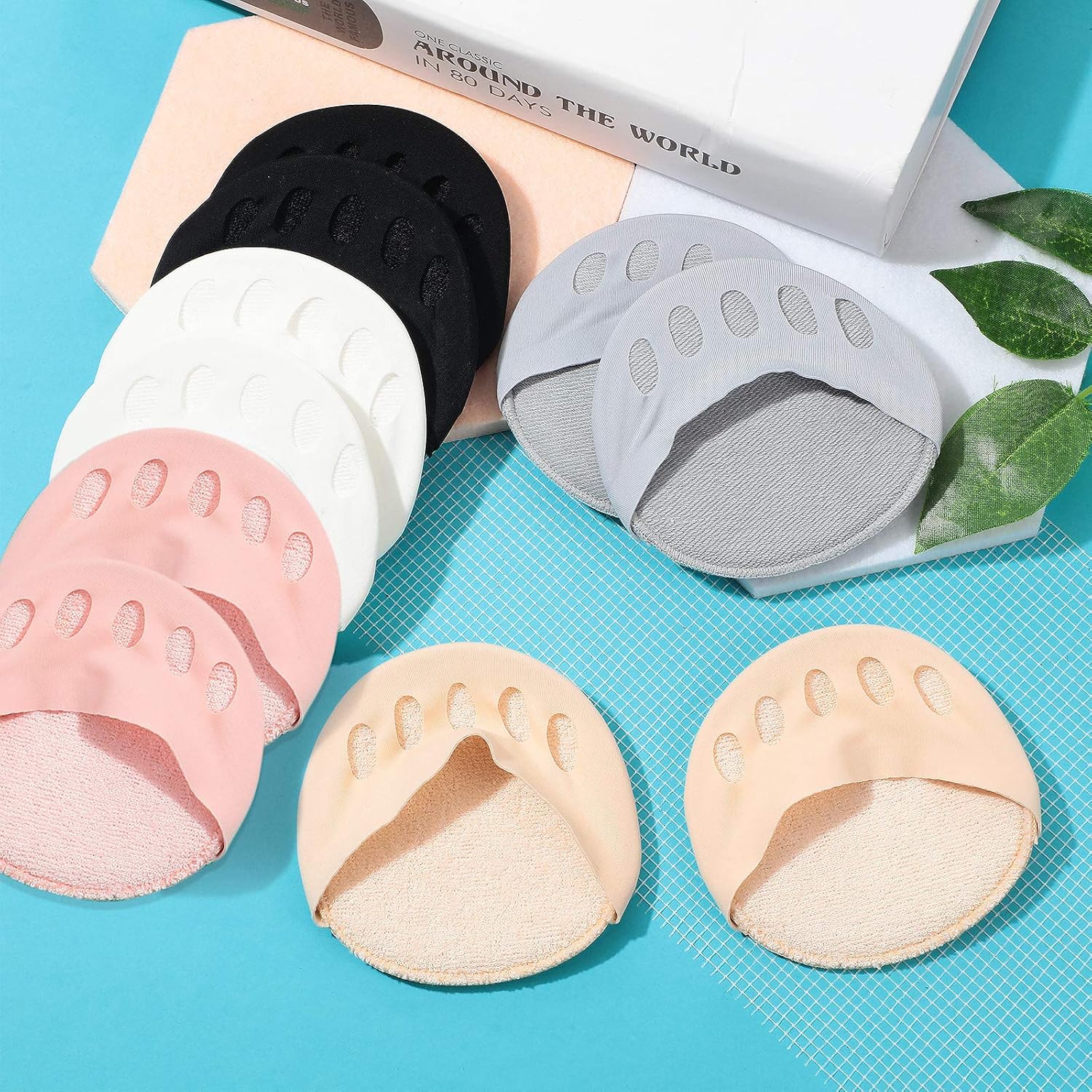 Honeycomb Fabric Forefoot Pads Metatarsal Cushions Ball of Foot Cushion Pads, 5 Colors (10) : Health & Household